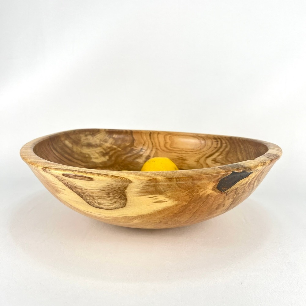 Hand Turned Wood Bowl Rustic Decorative Fruit Bowl Wooden Centerpiece‎ USA
